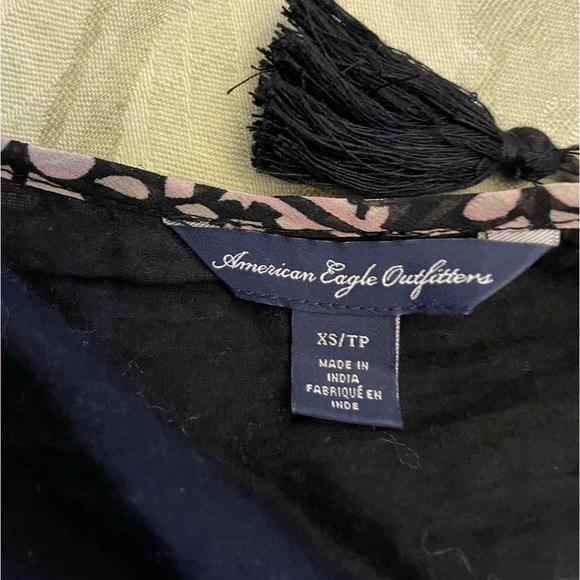American Eagle Outfitters AEO Print Embroidered Tie Straps Tassel Accent XS TP - Picture 6 of 16
